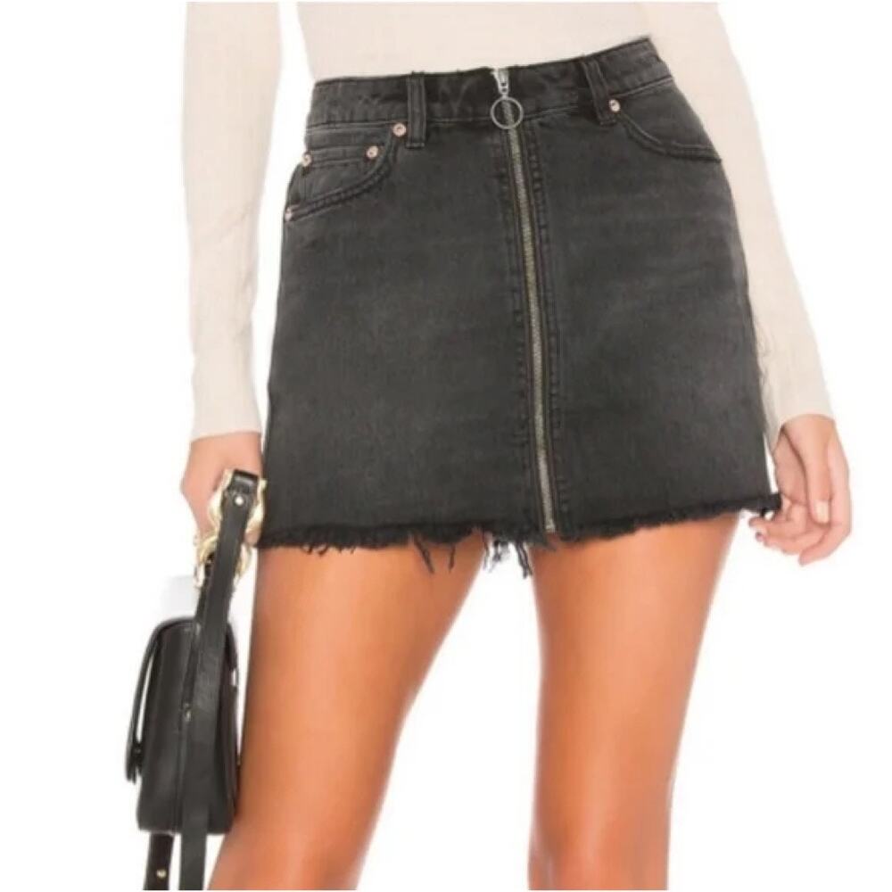 Free People We the Free Zip It Up Denim Mini Skirt size 28